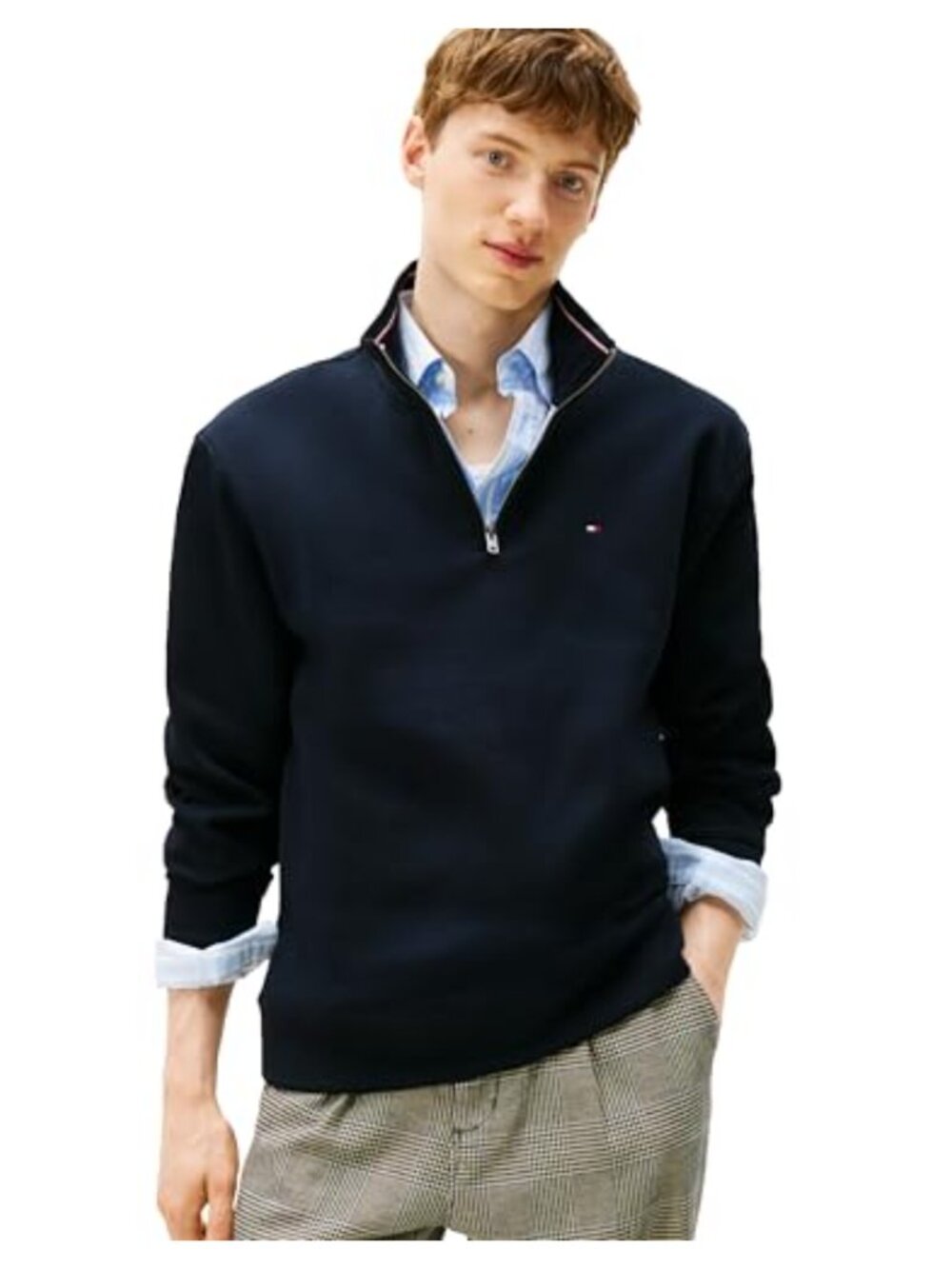 Adaptive Mens Quarter Zip Mockneck Sweatshirt Soft Fleece Pullover